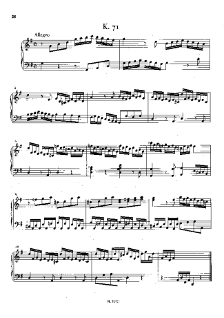 Domenico Scarlatti Keyboard Sonata In G Major K.71 score for Piano
