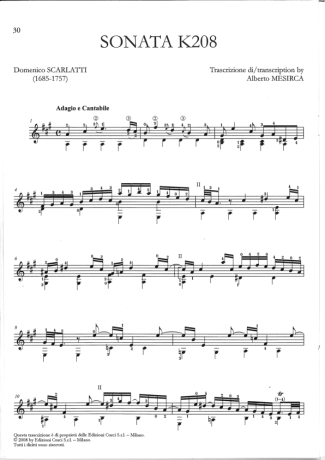 Domenico Scarlatti Sonata K208 score for Acoustic Guitar