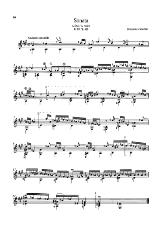 Domenico Scarlatti Sonata K209 score for Acoustic Guitar