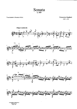 Domenico Scarlatti Sonata K27 L449 score for Acoustic Guitar