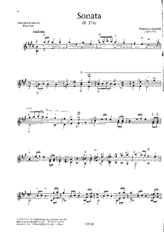 Domenico Scarlatti Sonata K274 score for Acoustic Guitar