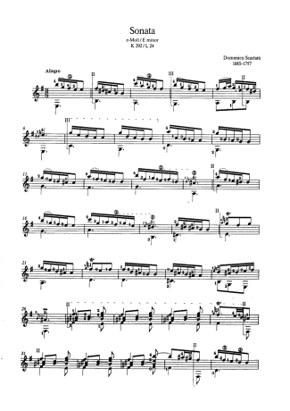Domenico Scarlatti Sonata K292 score for Acoustic Guitar