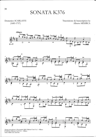 Domenico Scarlatti Sonata K376 score for Acoustic Guitar