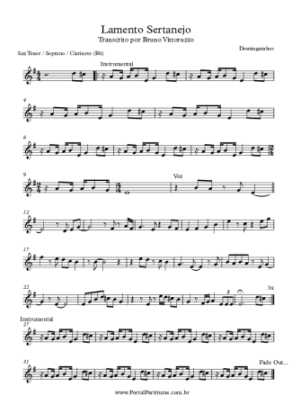 Dominguinhos Lamento Sertanejo score for Clarinet (Bb)