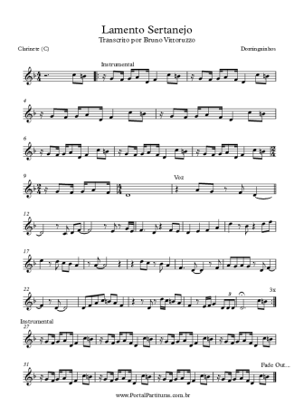 Dominguinhos Lamento Sertanejo score for Clarinet (C)