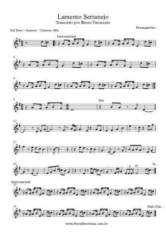 Dominguinhos Lamento Sertanejo score for Tenor Saxophone Soprano (Bb)