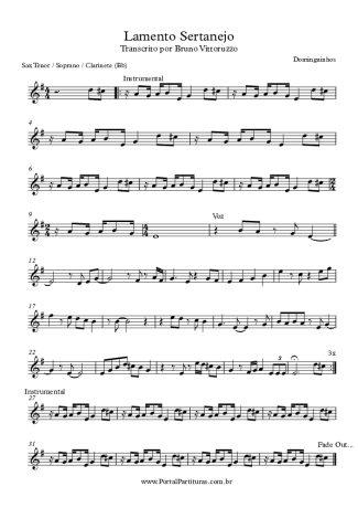 Dominguinhos Lamento Sertanejo score for Tenor Saxophone Soprano (Bb)