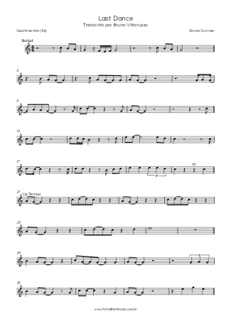 Donna Summer Last Dance score for Alto Saxophone