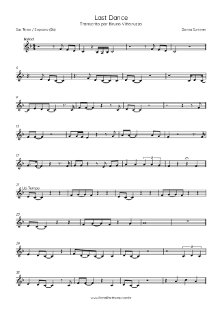 Donna Summer  score for Tenor Saxophone Soprano (Bb)