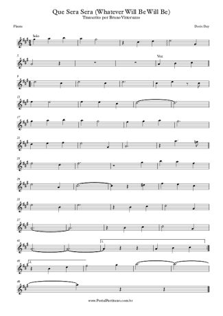 Doris Day Que Sera Sera (Whatever Will Be Will Be) score for Flute