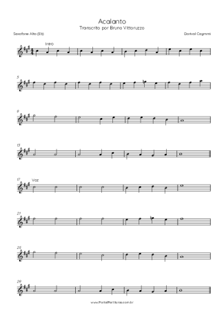 Dorival Caymmi Acalanto score for Alto Saxophone