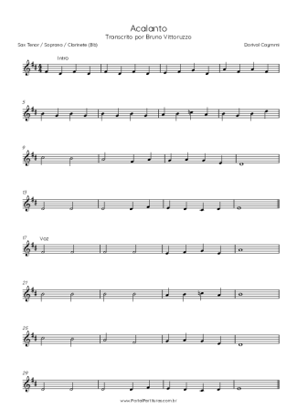 Dorival Caymmi Acalanto score for Tenor Saxophone Soprano (Bb)