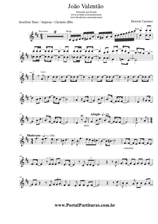 Dorival Caymmi João Valentão score for Tenor Saxophone Soprano Clarinet (Bb)