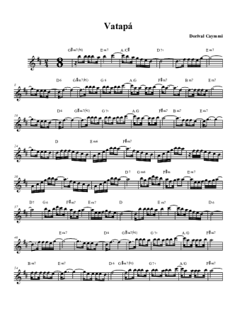 Dorival Caymmi O Vatapá score for Clarinet (Bb)