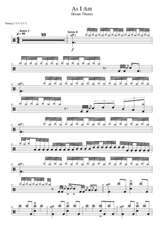 Dream Theater As I Am score for Drums