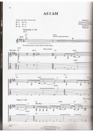 Dream Theater  score for Guitar