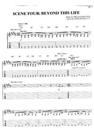 Dream Theater Beyond This Life score for Guitar