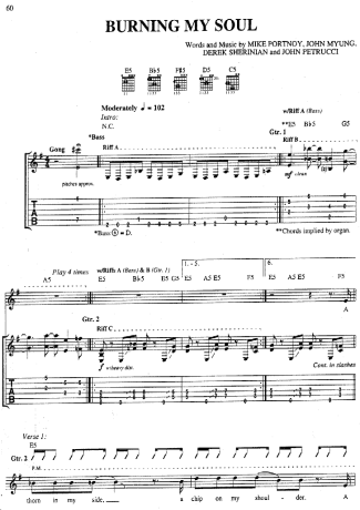 Dream Theater Burning My Soul score for Guitar