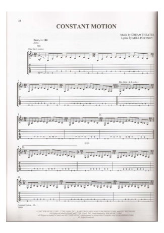Dream Theater Constant Motion score for Guitar