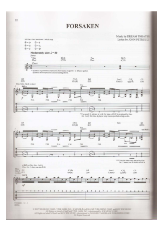 Dream Theater Forsaken score for Guitar