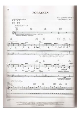 Dream Theater  score for Guitar