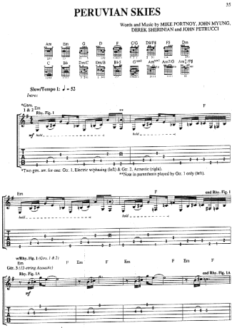 Dream Theater Peruvian Skies score for Guitar