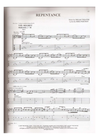 Dream Theater Repentance score for Guitar