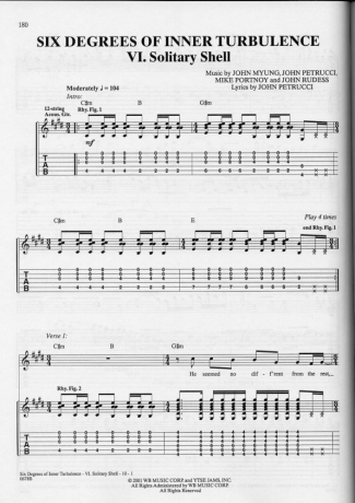 Dream Theater Solitary Shell score for Guitar
