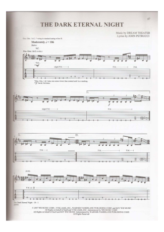 Dream Theater The Dark Eternal Night score for Guitar