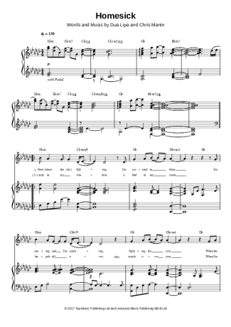 Dua Lipa Homesick score for Piano