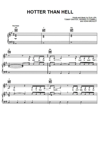 Dua Lipa  score for Piano