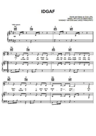 Dua Lipa  score for Piano