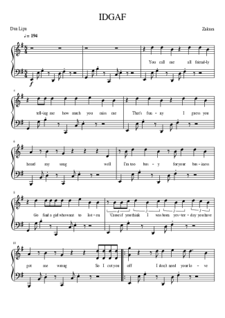 Dua Lipa  score for Piano