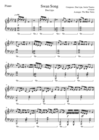 Dua Lipa  score for Piano