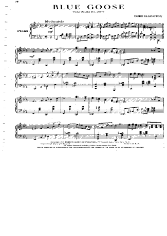 Duke Ellington Blue Goose score for Piano