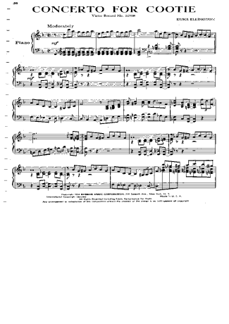 Duke Ellington Concerto For Cootie score for Piano