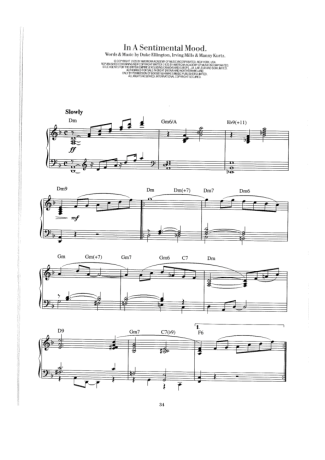 Duke Ellington  score for Piano