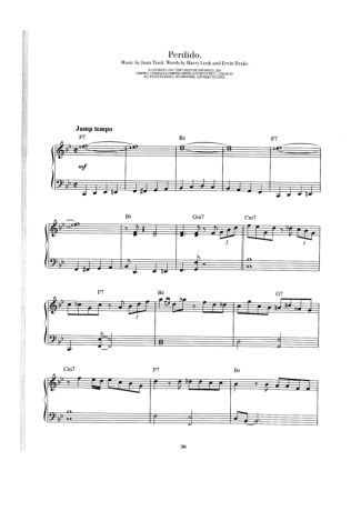 Duke Ellington Perdido score for Piano