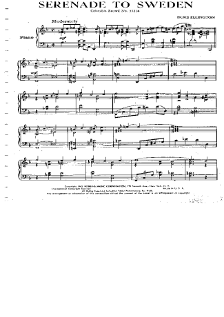 Duke Ellington Serenade To Sweden score for Piano