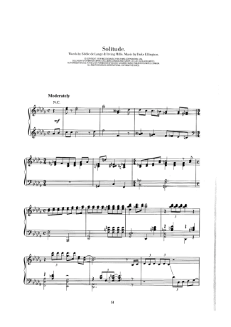 Duke Ellington Solitude score for Piano