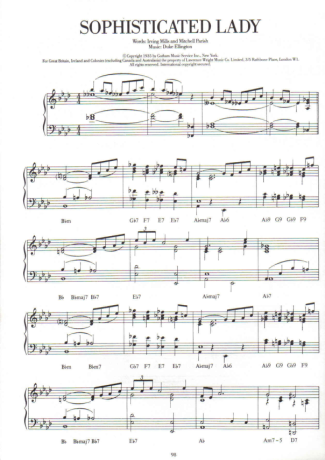 Duke Ellington Sophisticated Lady score for Piano