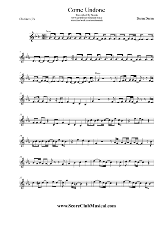 Duran Duran  score for Clarinet (C)