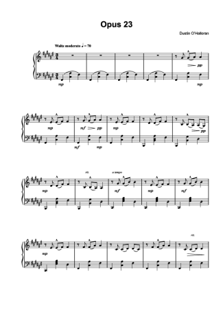 Dustin O´Halloran Opus 23 score for Piano