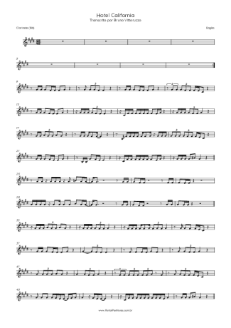 Eagles Hotel California score for Clarinet (Bb)