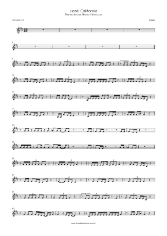 Eagles Hotel California score for Clarinet (C)