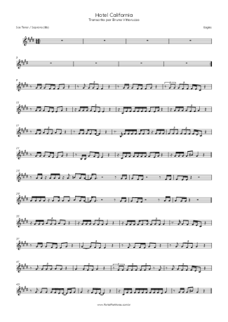Eagles Hotel California score for Tenor Saxophone Soprano (Bb)