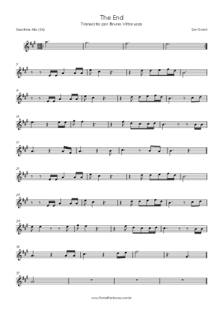 Earl Grant The End score for Alto Saxophone