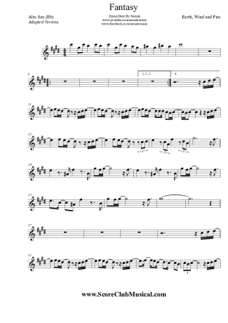 Earth Wind And Fire Fantasy score for Alto Saxophone