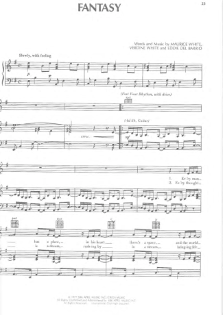 Earth Wind And Fire Fantasy score for Piano