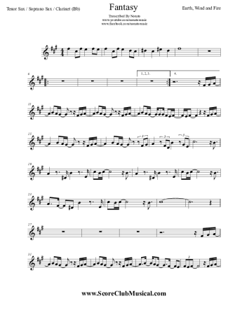 Earth Wind And Fire Fantasy score for Tenor Saxophone Soprano (Bb)